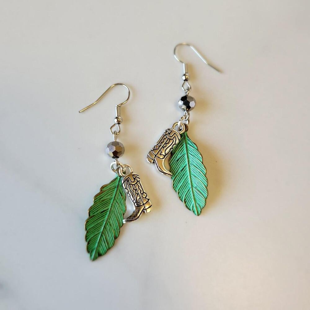 Handmade Cowboy Boot Earrings w/ 925 Hooks
